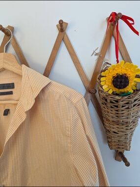 Calvin Klein Men’s Light Orange Gingham Dress Shirt